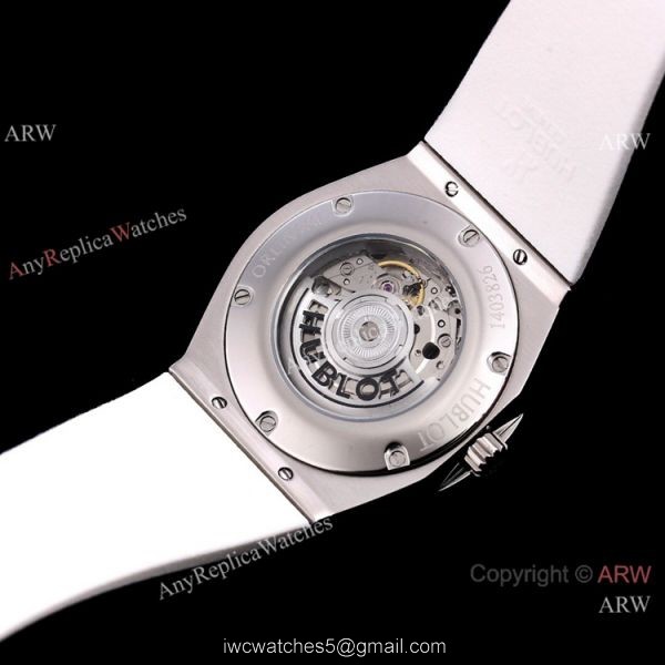 New Style Replica Hublot Sang Bleu Watches White Rubber Strap 45mm 4