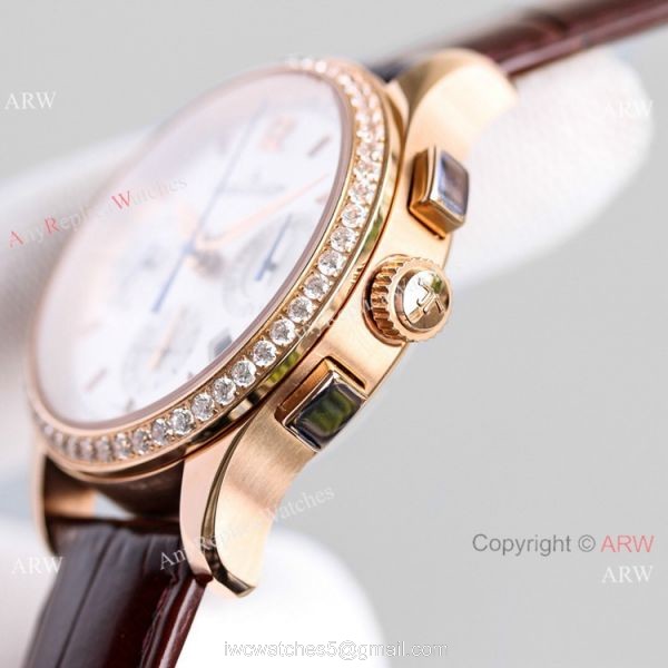 Swiss Fake Jaeger-LeCoultre Master Chronograph Watch Diamond Bezel 4