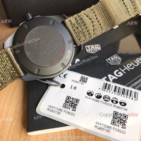 2020 Swiss Replica Tag Heuer Aquaracer Calibre 5 Watch Military Green Nato Strap 4