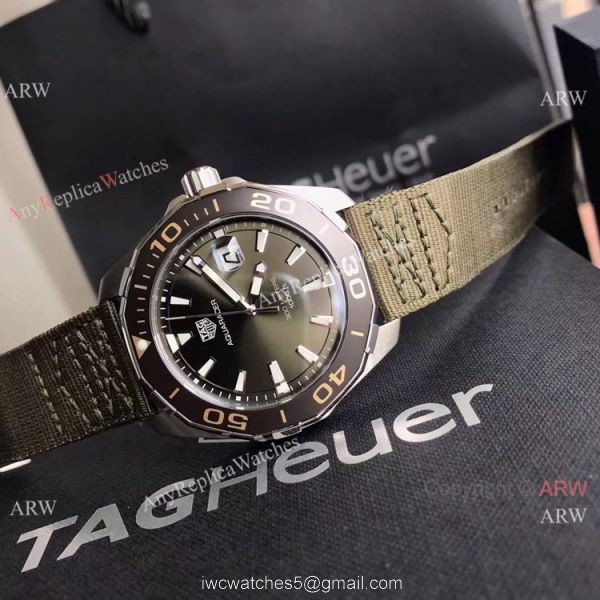 2020 AAA Replica Tag Heuer Aquaracer 300 meters Watch Military Green Face Ceramic Bezel 4