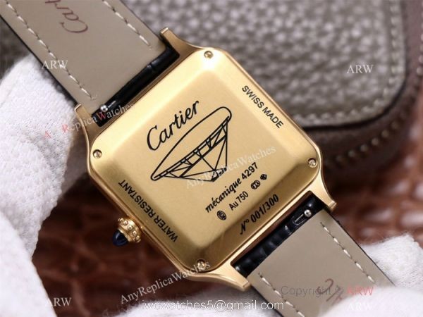 AAA Replica Cartier Santos-Dumont Swiss 9015 Watch All Gold Couple Wrist 4