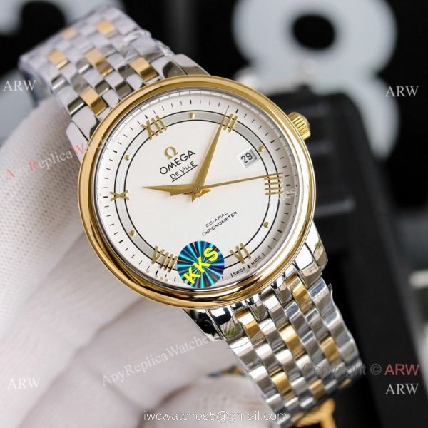 New Copy Omega De Ville Prestige Two Tone Gold Watches 4