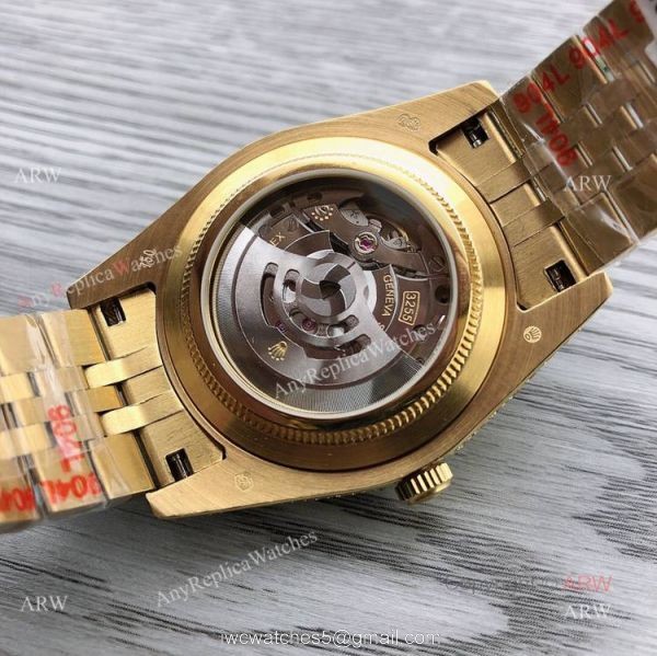 Copy Gold 41mm Datejust Rolex Iced Out Diamond Watches Swiss 3255 Jubilee Bracelet 4