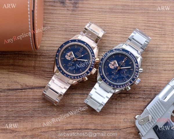 New! Copy Omega Speedmaster Apollo Rose Gold Chronograph Watch 4