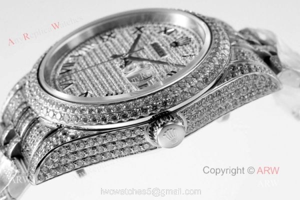 Top Replica Iced Out Rolex Datejust ii 41mm Swiss 3255 Watch With A Jubilee Bracelet 4