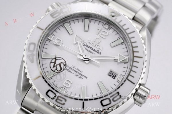 New Omega Seamaster Planet Ocean 600m White Ceramic Ladies Watch VS Factory Replica 4