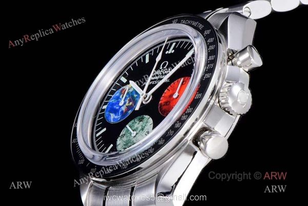 Replica OM Factory Omega Speedmaster Moonwatch With 3 Colors Sub-Dials Black Ceramic Bezel 4