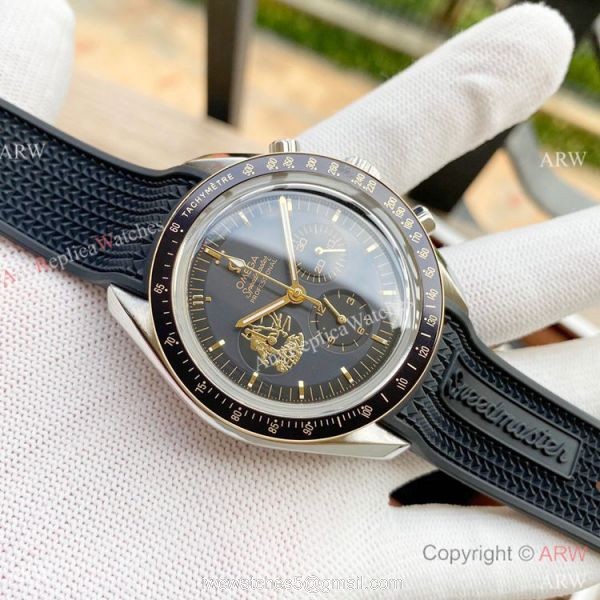 Nice Quality Omega Apollo 11 Chronograph Watches Blue Rubber Strap 2-Tone 4