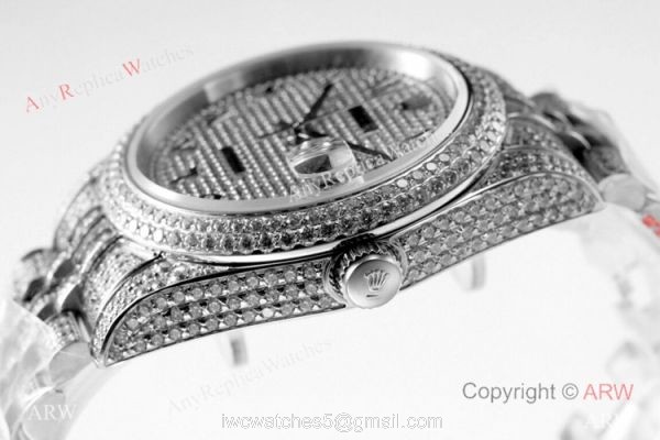 TW Factory Rolex Datejust Iced Out Watches 41mm Diamonds Silver Case 4
