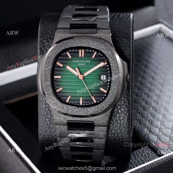 Best Replica Patek Philippe Nautilus Frosted Watch Solid Black 40mm 4