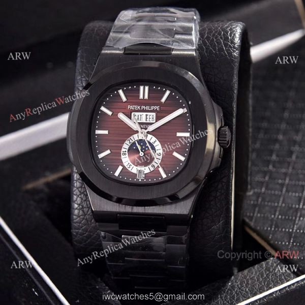 Solid Black Patek Philippe Annual Calendar Copy Watches 39.5mm 4