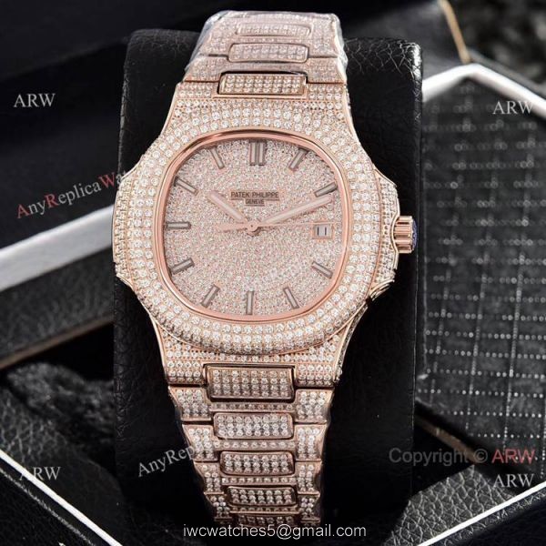 Iced Out Patek Philippe Nautilus Automatic Wrist AAA Quality Copy Watch 4
