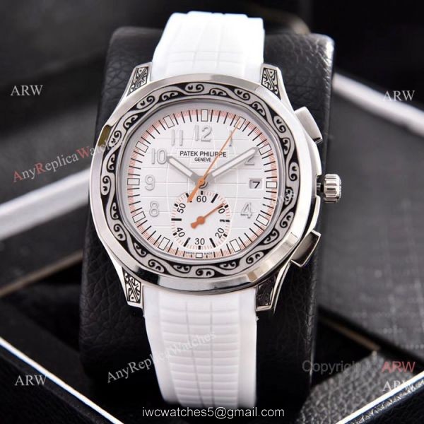 Copy Patek Philippe Aquanaut Engraving Watch Green Rubber Strap 4