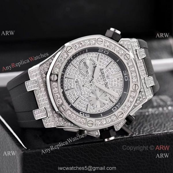 Audemars Piguet Royal Oak Offshore Diver Iced Out Watches Rubber Strap 4