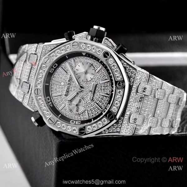 Copy Audemars Piguet Royal Oak Offshore Diver Iced Out Diamond Watches 43mm 4