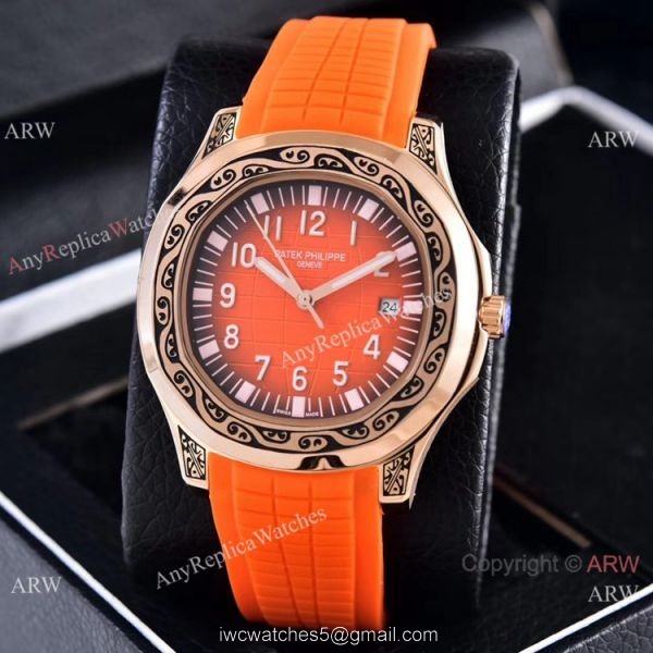 Clone Patek Philippe Aquanaut Rose Gold Engraving Watches Vintage Model 4
