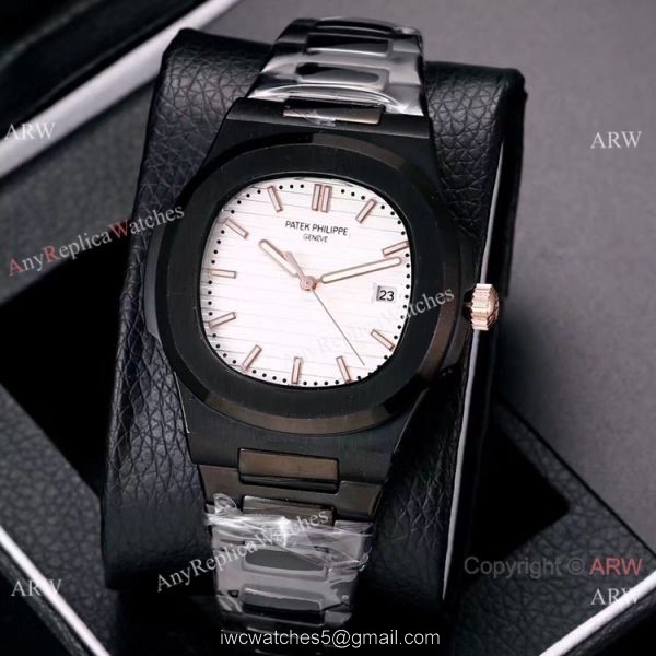 Knockoff Patek Philippe Nautilus All Black Watches Blue Gradient Dial 4