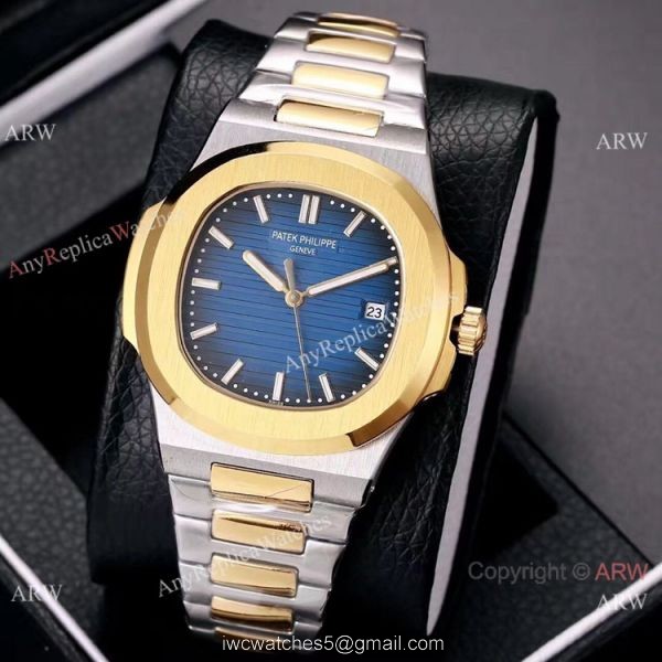 Knockoff Patek Philippe Nautilus 40mm Watches Two Tone Gray Dial 4