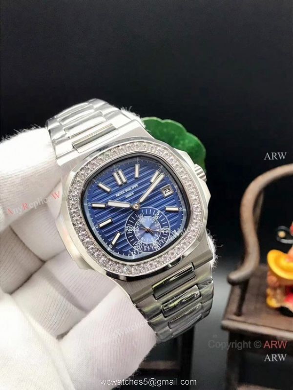 Patek Philippe Nautilus Replica Watch Stainless Steel Diamond Bezel 4