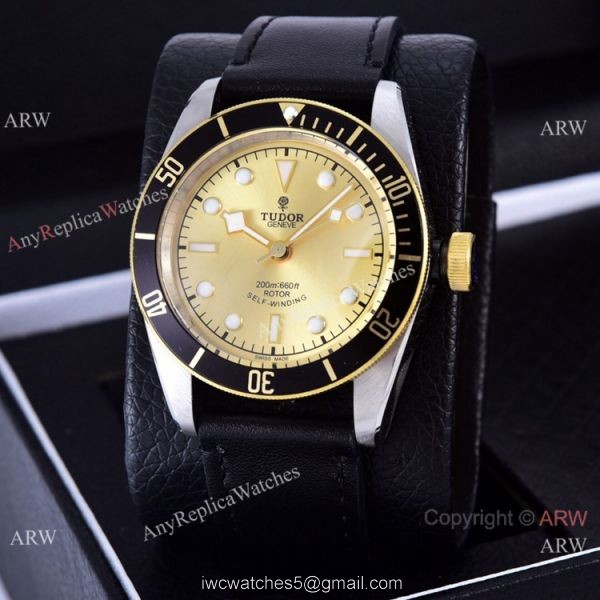 Clone Tudor Heritage Black Bay Watches Two Tone Leather Strap 4