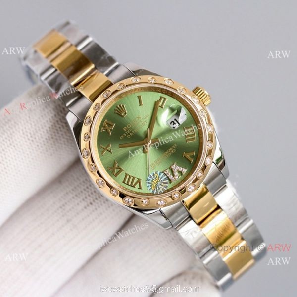 Swiss AAA Replica Rolex Datejust Gold Oyster Watch 31mm White MOP Dial 4