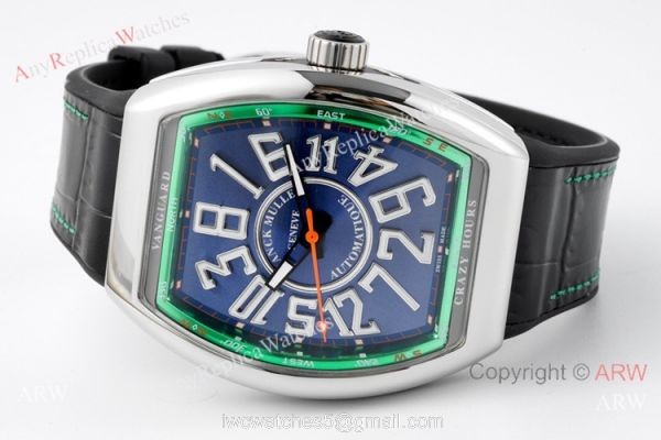 ABF Super Clone Franck Muller Vanguard V45 Crazy Hour Watch Blue Markers 4