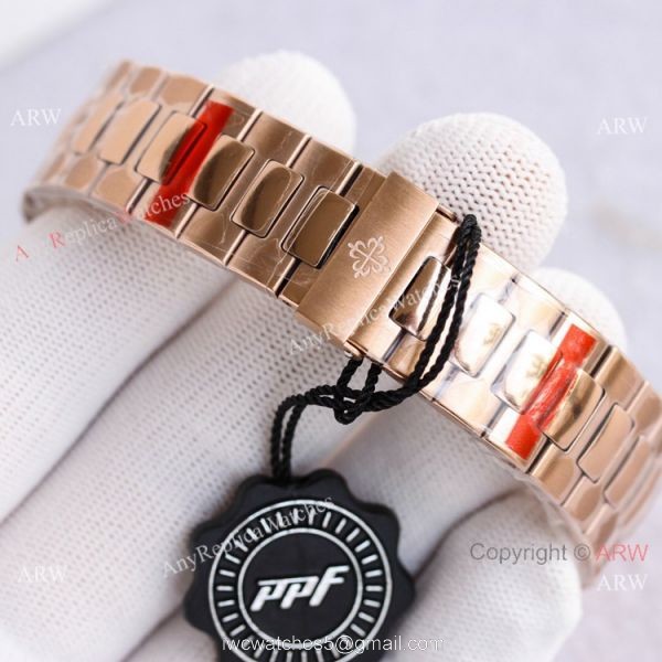 Swiss Copy Patek Philippe Nautilus PPF Factory Cal324 Watch Gray Gradient Dial Rose Gold 4
