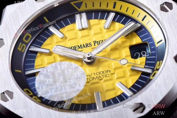 JF Factory V8 1:1 Best Audemars Piguet Divers Watch Yellow Dial 3120 Movement 4