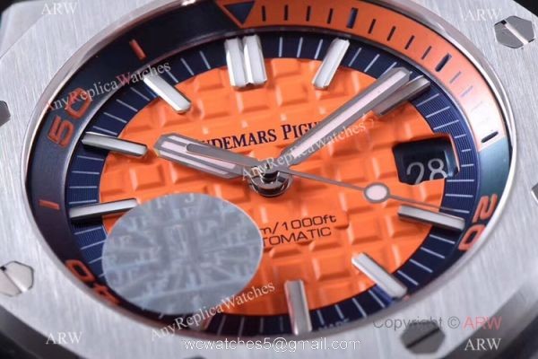 JF Factory V8 1:1 Best Audemars Piguet Divers Watch Orange Rubber Strap 4