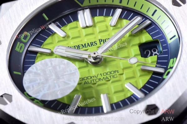 JF Factory V8 1:1 Best Audemars Piguet Divers Watch Green Rubber Strap 4