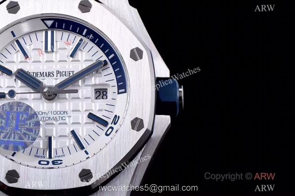 JF Factory V8 1:1 Best Audemars Piguet Divers Men Watch White Dial 4