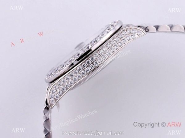 Best Replica Rolex New Oyster Perpetual Pearlmaster 39 Watch Silver Diamonds 4