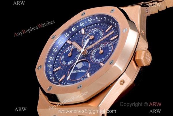 BF Factory Swiss Audemars Piguet Royal Oak Perpetual Calendar Watch Rose Gold Blue Cal.5134 Movement 4