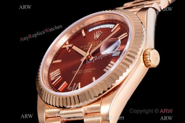 (GM) Rolex Day-Date 40mm Watch Rose Gold Roman Markers 4
