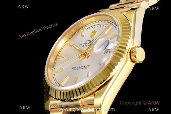 (GM Factory) Swiss Rolex Day-Date I Gold Silver Replica Watch 40mm 4