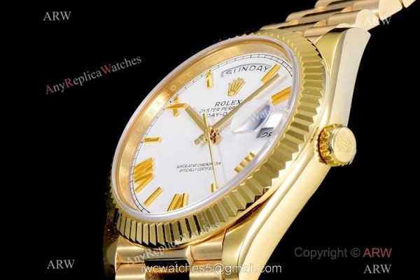 (GM Factory) Swiss 2836-2 Rolex Day-Date White Roman Watch 40mm AAA Copy 4