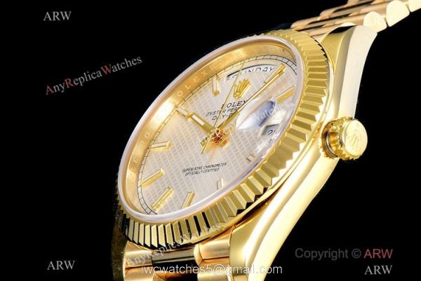 (GM Factory) Rolex Day-Date 40 Swiss 2836-2 Copy Watch Silver Grid dial 4