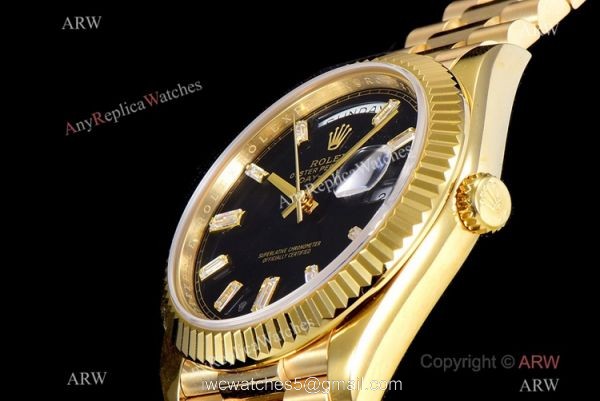 (GM Factory) Swiss Grade Rolex Day-Date 40mm Watch Gold Case Diamond Markers 4