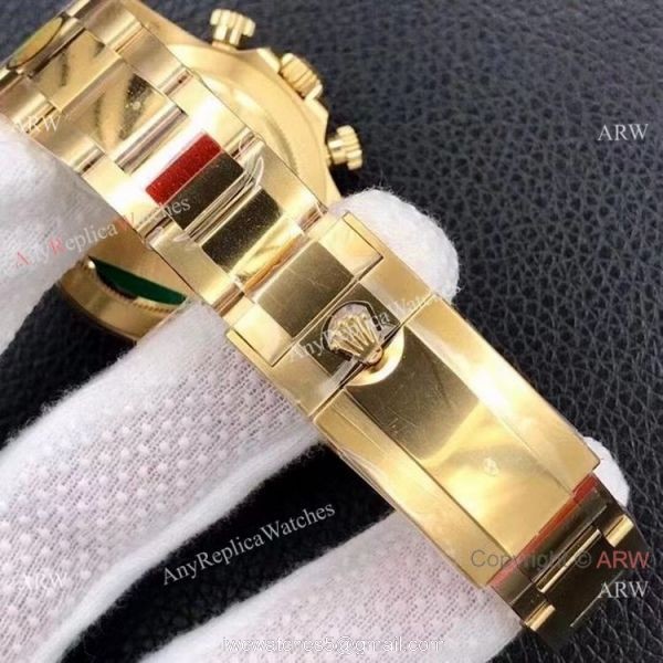 Custom Luxury Watches Rolex Daytona Noob Cal.4130 1:1 Best Edition Yellow Gold Black Diamond Watch 4