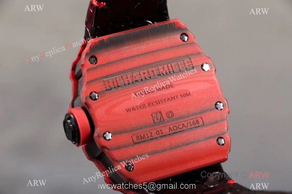 KV Factory 1:1 Richard Mille Tourbillon RM12-01 Red Quartz fiber Case Watch 4