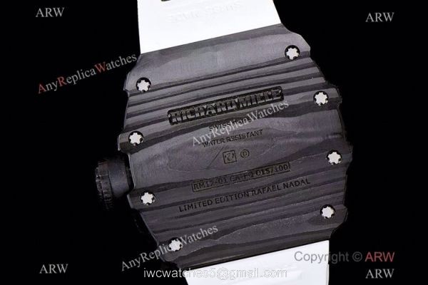 KV Factory Richard Mille RM 12-01 Tourbillon Limited Edition Watch NTPT Carbon White Rubber Strap 4