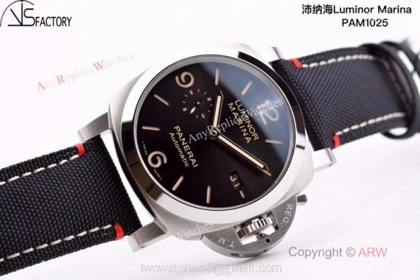 Panerai Luminor Marina PAM 1025 VSF 1:1 Best Edition Black Dial Black Canvas Strap Watch 4