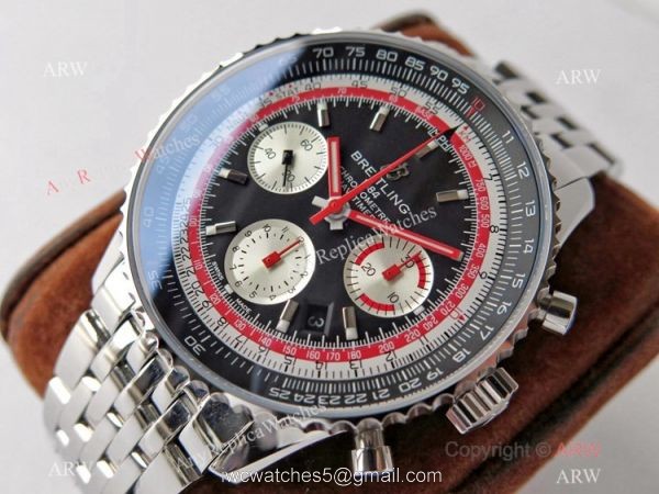 Swiss Grade 1A Breitling Navitimer Swiss Air 7750 Copy Watch BlackRed Dial 4