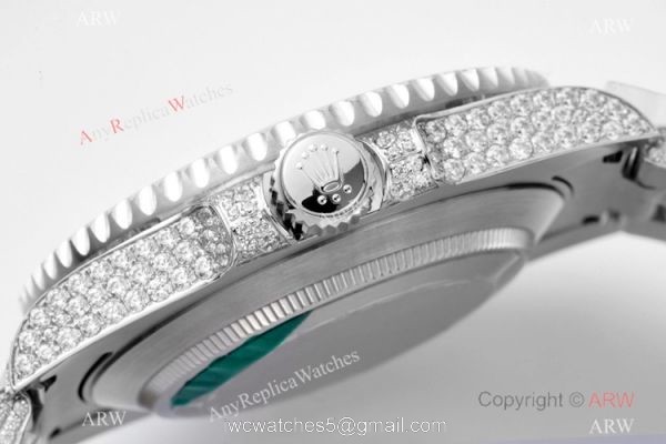 Swiss Grade Clone Rolex Iced Out Submariner Watch Swiss 3135 Green Dial 4