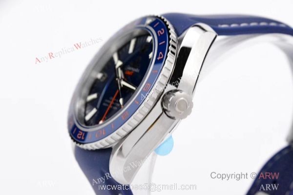 Swiss Copy Omega Seamaster Planet Ocean 600m Co-Axial GMT VSF 8605 Watch Blue Rubber Strap 4