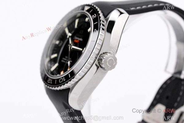 Swiss Grade Copy Omega Seamaster 600m Co-Axial GMT VS Factory 8605 Watch Black Rubber Band 4