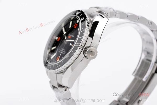 Swiss Copy Omega Seamaster Planet Ocean 600m GMT Watch VSF 8605 Stainless Steel Black Ceramic Bezel 4