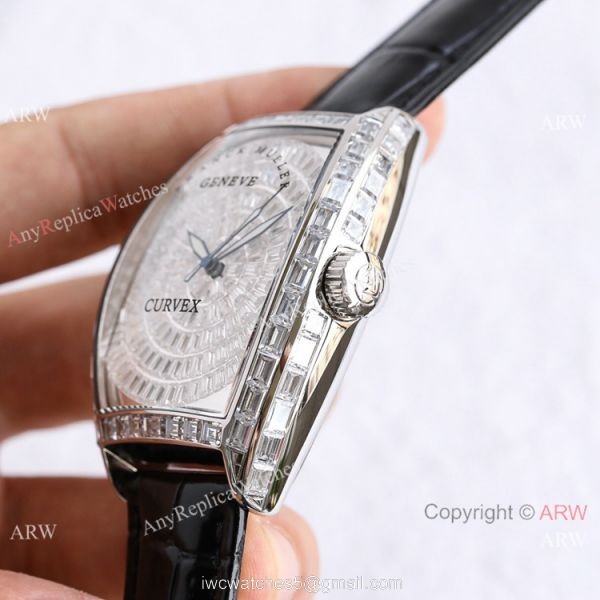 Swiss Copy Franck Muller Geneve Cintree Curvex Iced Out Silver Watch TWF V2 version 4