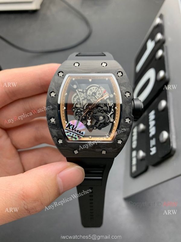 KV Factory Richard Mille RM-055 Bubba Watson Watch Carbon Fiber Skeleton Dial 4
