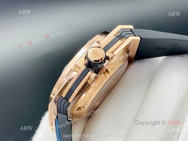 Replica Hublot Big Bang Watch Hublot Sang Bleu 45mm Rose Gold Blue Rubber Straps 4